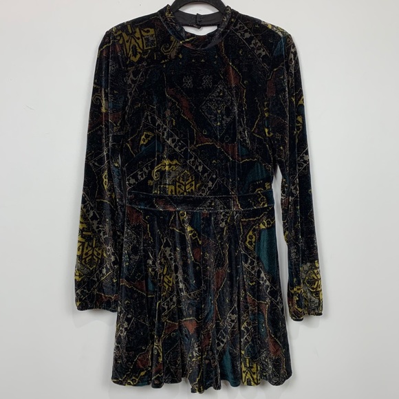 Free People Velvet Open Back Romper Emerald Combo - Picture 3 of 6